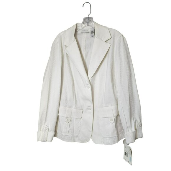 Liz Claiborne Woman 14W Blazer NWT | White Cotton-Stretch | Utility Pockets - Picture 7 of 10